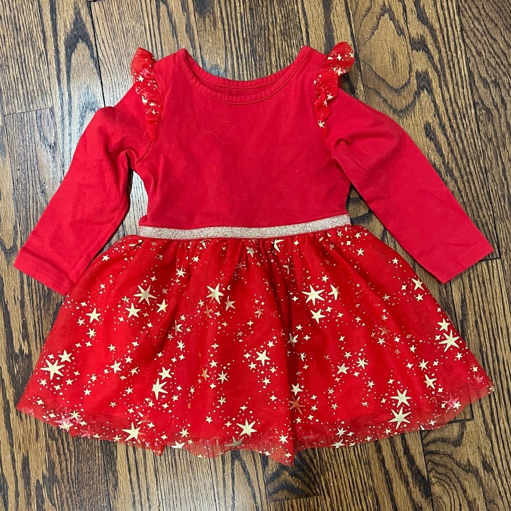 Cat & Jack Red Gold Star Baby Dress Size 18 months NWOT